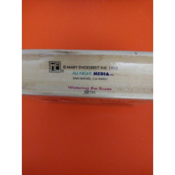 Mary Engelbreit Ink Watering The Roses Thank You Wood Mount Rubber Stamp 581H - Picture 4 of 4